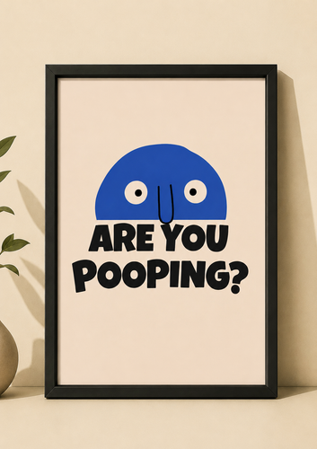 تابلو دکوراتیو Are You Pooping؟ | قاب دیواری فانتزی و طنز مناسب سرویس بهداشتی | کد 2