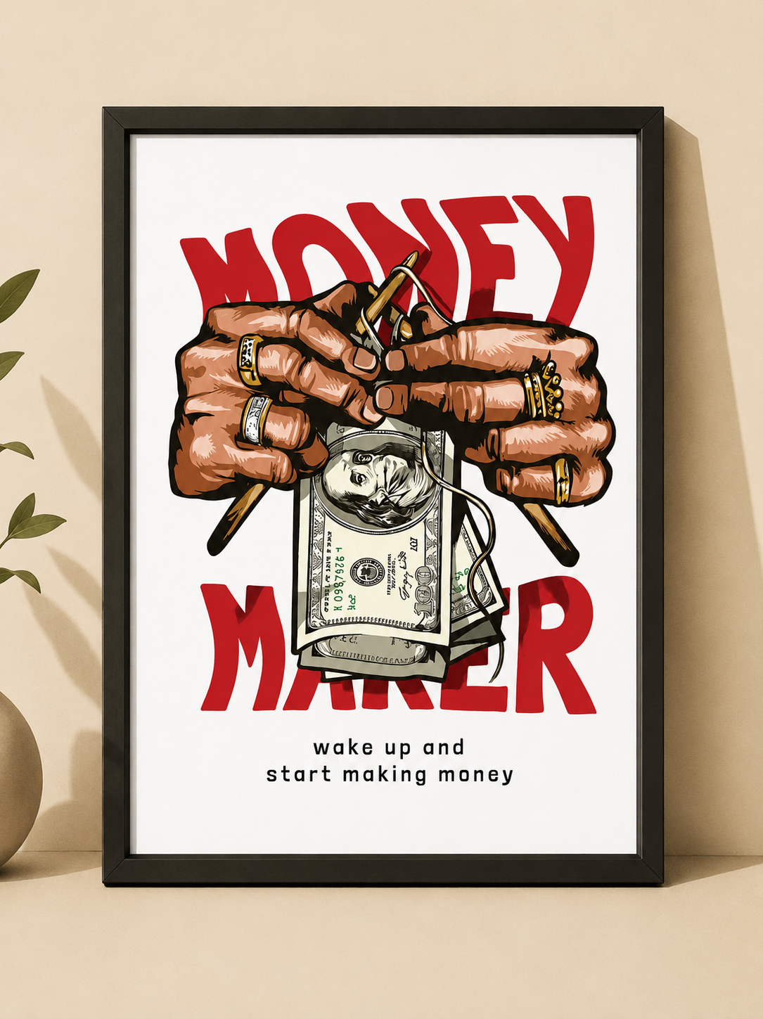 تابلو دکوراتیو Money Maker | قاب دیواری انگیزشی موفقیت و ثروت | کد 3