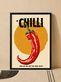 تابلو دکوراتیو طرح «CHILLI» با تصویر فلفل قرمز و طراحی وینتیج | کد 14