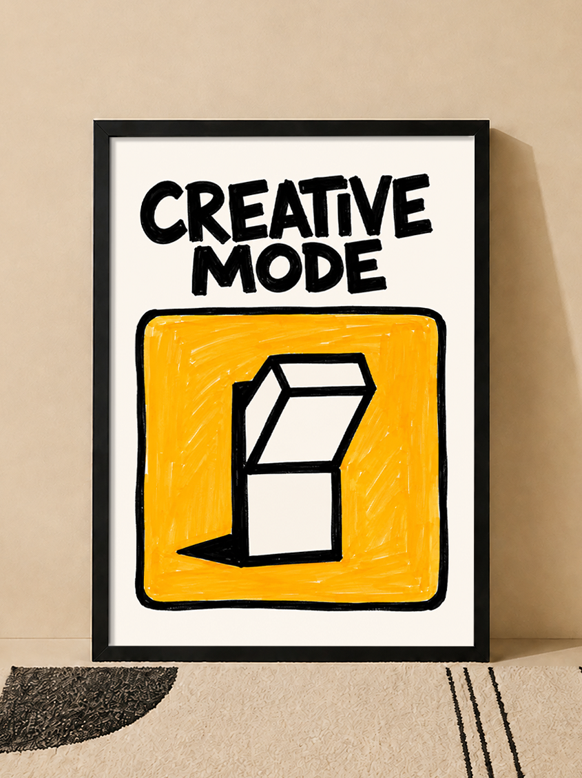 تابلو دکوراتیو طرح Creative Mode با طراحی مینیمال مفهومی | کد 16