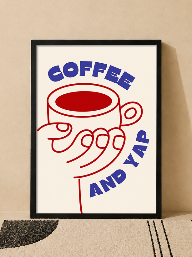 تابلو دکوراتیو طرح Coffee and Yap با طراحی مینیمال کافهای | کد 17