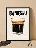 تابلو دکوراتیو طرح ESPRESSO با طراحی آبرنگی قهوه ایتالیایی | کد 18
