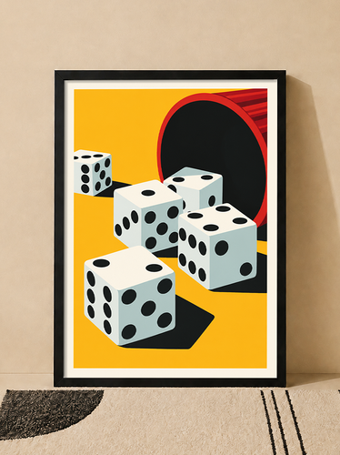 تابلو دکوراتیو طرح Lucky Dice با تصویر تاس و سبک مدرن | کد 19