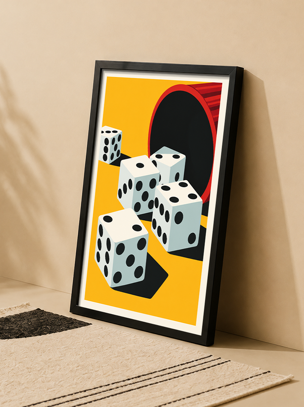 تابلو دکوراتیو طرح Lucky Dice با تصویر تاس و سبک مدرن | کد 19