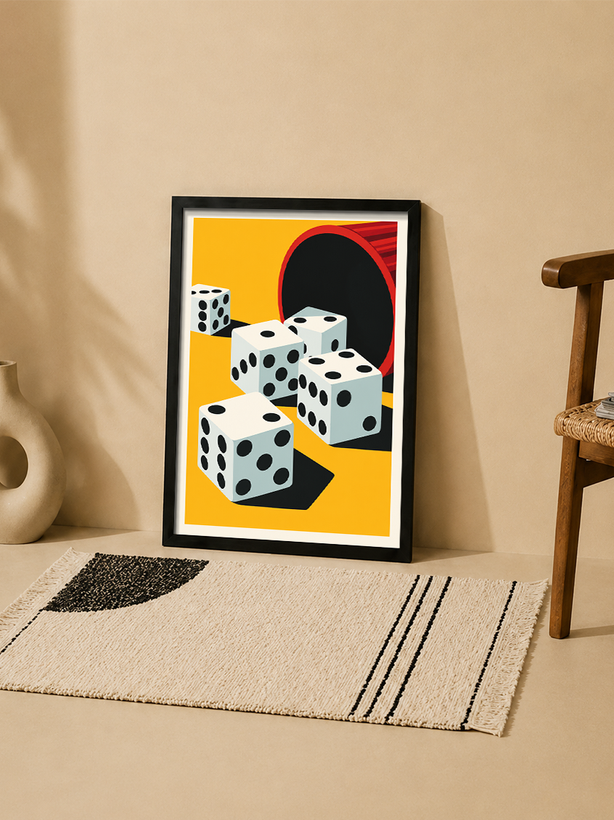 تابلو دکوراتیو طرح Lucky Dice با تصویر تاس و سبک مدرن | کد 19