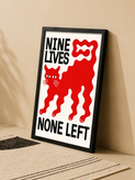 تابلو دکوراتیو طرح Nine Lives, None Left با گربه مفهومی | کد 20