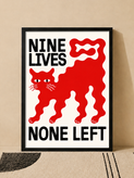 تابلو دکوراتیو طرح Nine Lives, None Left با گربه مفهومی | کد 20