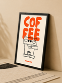 تابلو دکوراتیو قاب عکس تایپوگرافی Coffee با طرح اسپرسوساز مینیمال | کد 21