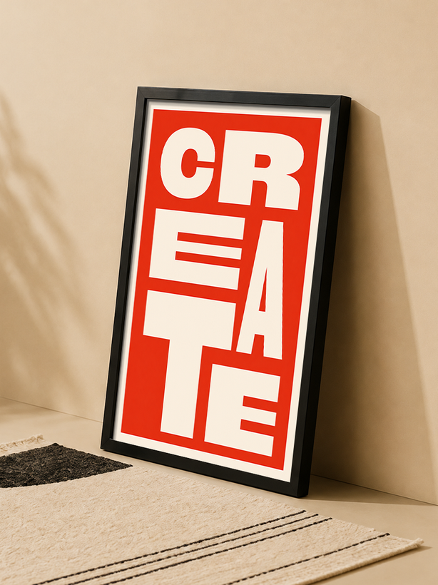 تابلو دکوراتیو تایپوگرافی CREATE مدرن | کد 22