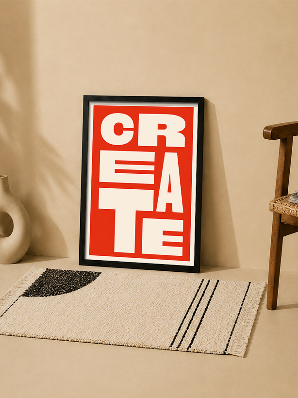 تابلو دکوراتیو تایپوگرافی CREATE مدرن | کد 22