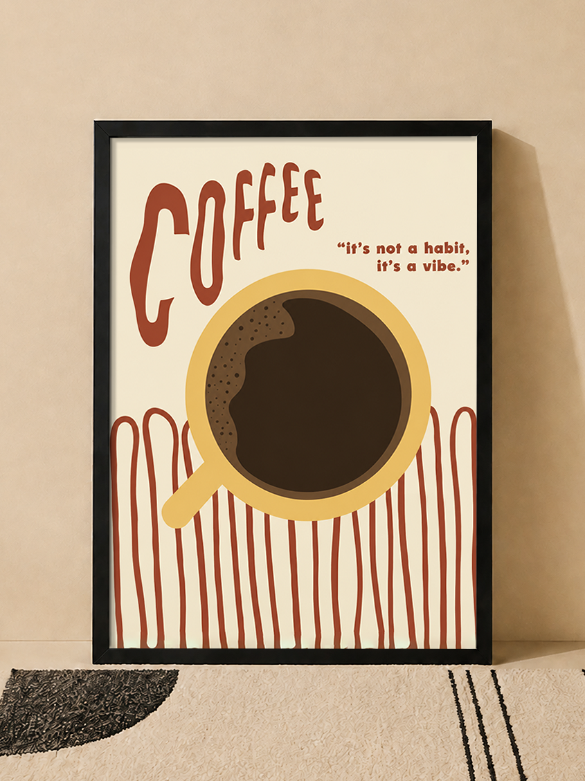تابلو دکوراتیو مینیمال Coffee با طرح فنجان قهوه | کد 24