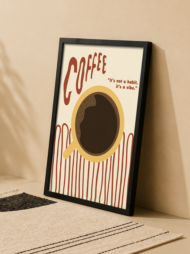 تابلو دکوراتیو مینیمال Coffee با طرح فنجان قهوه | کد 24