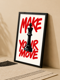 تابلو دکوراتیو Make Your Move شطرنج | کد 33