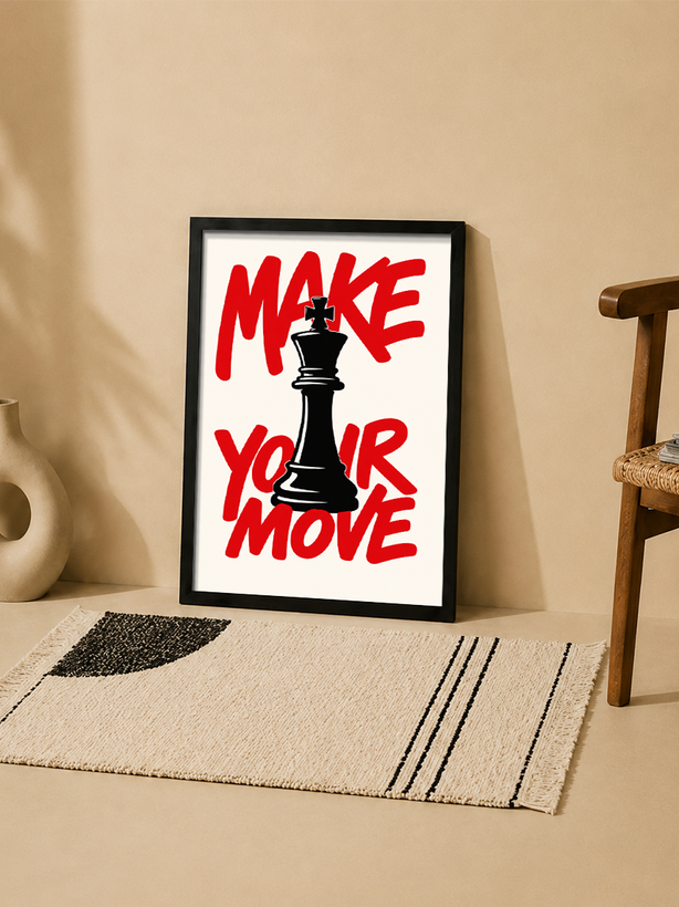 تابلو دکوراتیو Make Your Move شطرنج | کد 33