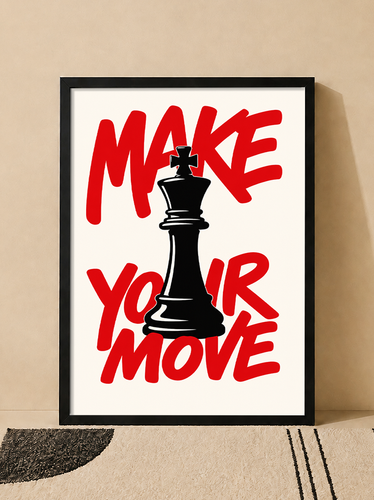 تابلو دکوراتیو Make Your Move شطرنج | کد 33