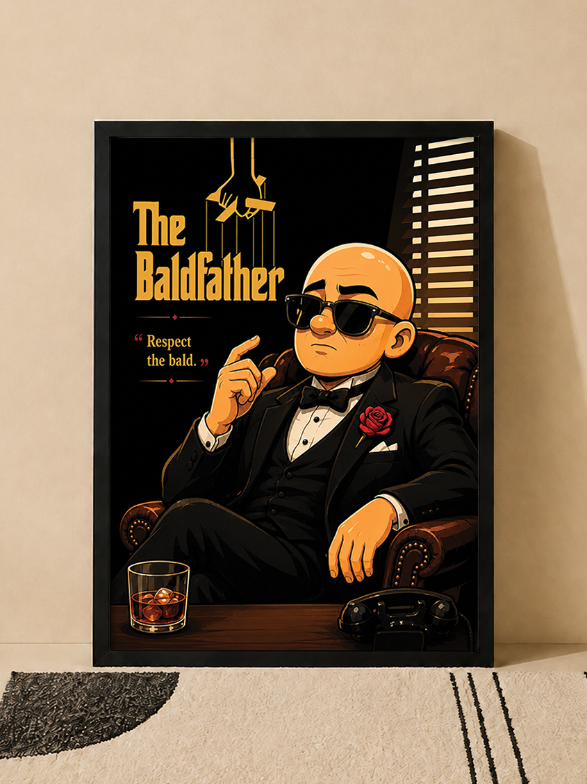 تابلو دکوراتیو The Baldfather با طرح مرد کچل | کد 47