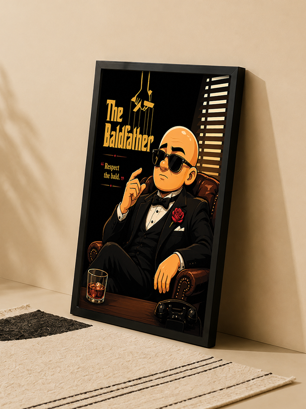 تابلو دکوراتیو The Baldfather با طرح مرد کچل | کد 47