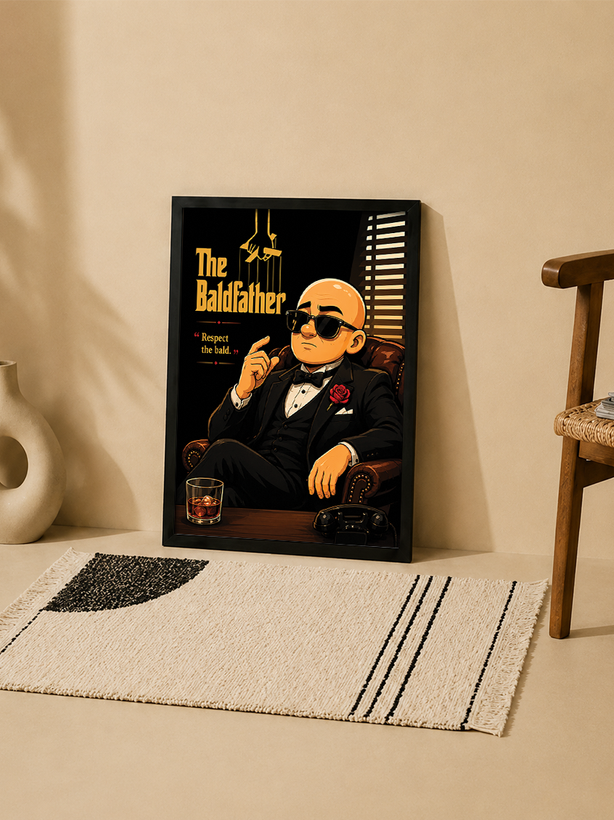 تابلو دکوراتیو The Baldfather با طرح مرد کچل | کد 47