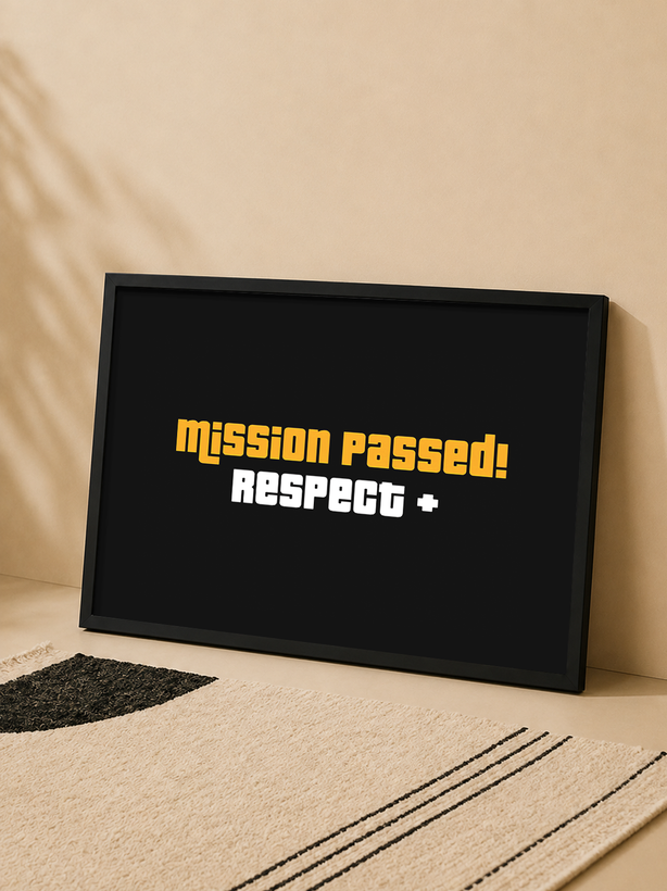 تابلو دکوراتیو GTA جی تی ای Mission Passed | Respect + | کد 61