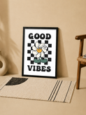 تابلو دکوراتیو Good Vibes گل کارتونی | کد 93