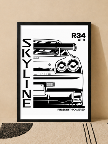 تابلو دکوراتیو نیسان اسکایلاین GT-R R34 | کد | 94