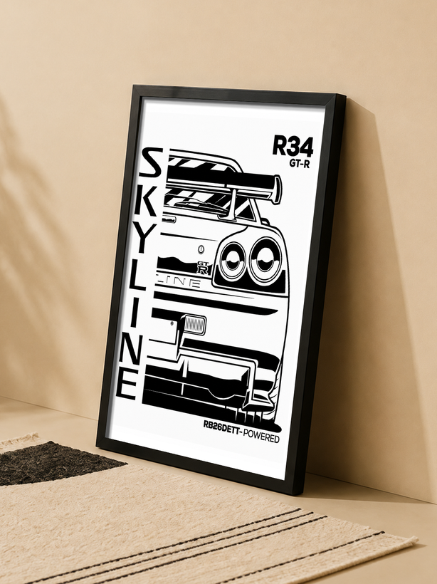تابلو دکوراتیو نیسان اسکایلاین GT-R R34 | کد | 94