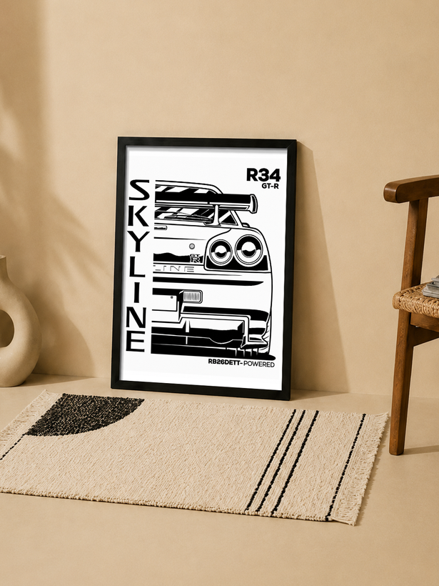 تابلو دکوراتیو نیسان اسکایلاین GT-R R34 | کد | 94