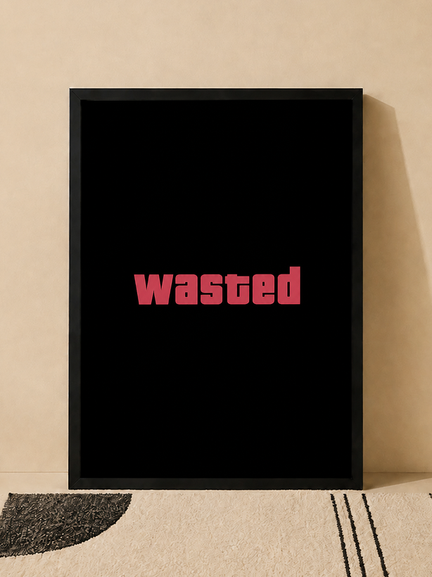 تابلو دکوراتیو Wasted GTA گیمینگ مشکی و قرمز | کد | 98