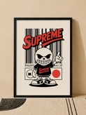 تابلو دکوراتیو کارتونی Supreme با طراحی رترو و اسکلت | کد | 104