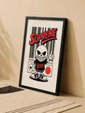 تابلو دکوراتیو کارتونی Supreme با طراحی رترو و اسکلت | کد | 104